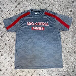 Russel Athletic Men’s Gray T Shirt Oklahoma Sooners Black/White Dots Size XL